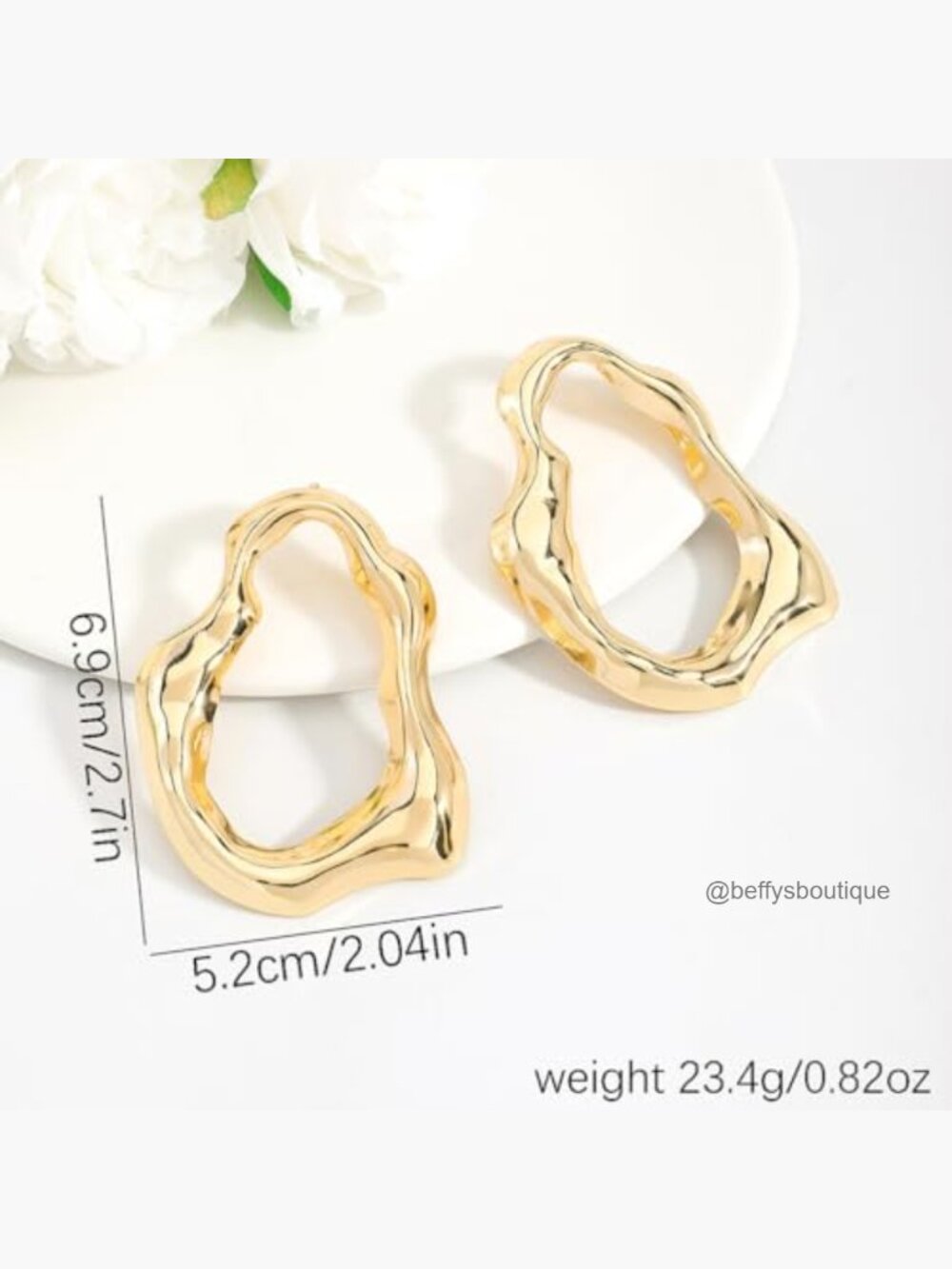 Large Geometric Pleated Hollow Dangling Earrings for Women Trendy Statement - Picture 2 of 7